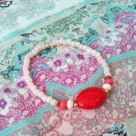 Kralen Armband "Stone Love" Rood