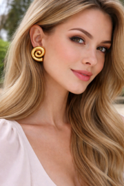 Goudkleurige Stainless Steel Oorbellen "Spiral" – Gedraaid Design