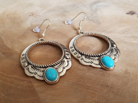 Boho Oorbellen "Turquoise & Gold"