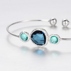 Armband "Silver Plated Stone Bangle"Blauw