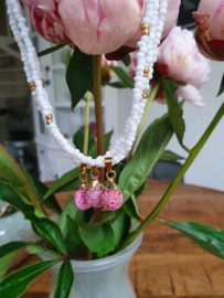 Edelsteen Kralen Ketting "Pink Spots"