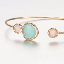 Armband "Gold Plated Stone Bangle" Aquamarine