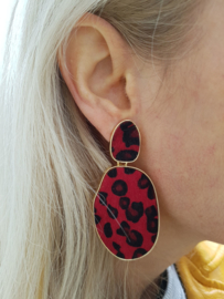 Luipaard Oorbellen "Leopard Love" Rood