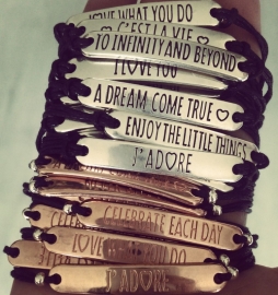 Tekst Armband "Quote" In Zilver of Rose Goud