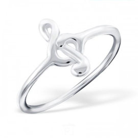 Muzieknoot Ring "Treble Clef" 925 Sterling Zilver