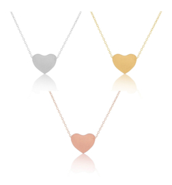 Ketting Met Hartje "Tiny Heart" Silver Plated, Gold Plated of Rose Gold Plated