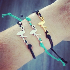 Waxkoord Armbandje "Small Flamingo"