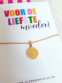 Ketting Met Kaartje "Love You, Mom" Stainless Steel - Keuze uit 4 kaartjes