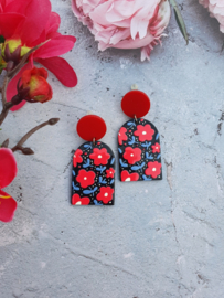 Statement Oorbellen "Red Flowerbed"