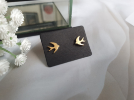 Zwaluw Oorbellen "Tiny Swallow" Stainless Steel - Zilver of Goud