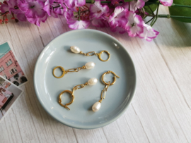 Parel Oorbellen "Golden Pearls" Stainless Steel