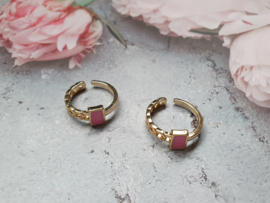 Ring "Pink Enamel" Gold Plated