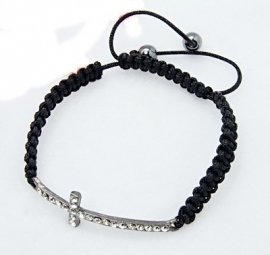 Kruis Armband "Black Woven Cross"