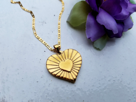 Ketting "Vintage Golden Heart" Stainless Steel