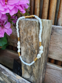 Schelpen Enkelbandje "White & Gold With Seashells"