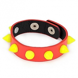 Armband  "Yellow Studs On Red Leather"