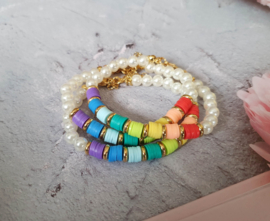 Katsuki Armband "Rainbow Colors & Pearls"