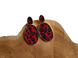 Luipaard Oorbellen "Leopard Love" Rood