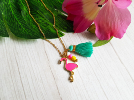 Ketting "Pink Flamingo" Stainless Steel