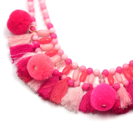 Pompon Ketting "Happy Colours"