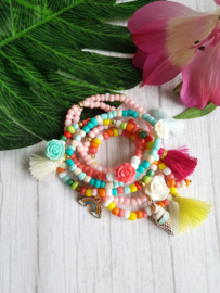 Kinder Armbandje "Coral & Pink Flower"