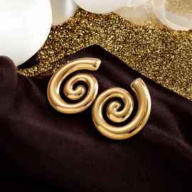 Goudkleurige Stainless Steel Oorbellen "Spiral" – Gedraaid Design