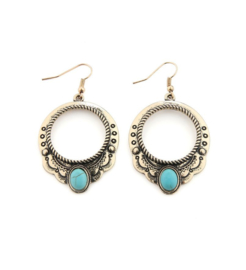 Boho Oorbellen "Turquoise & Gold"