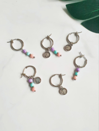 Pastel Oorbellen "Candy Colors & Coins"