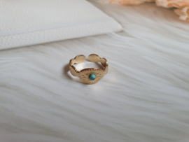 Gouden Ring "Tiny Blue Stone" Stainless Steel