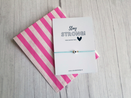 Wish Armbandje Met Kaartje "Stay Strong" Keuze uit veel kleuren