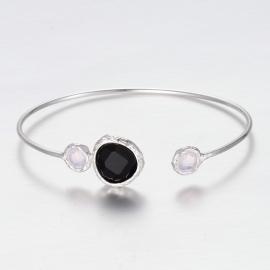 Armband "Silver Plated Stone Bangle" Black