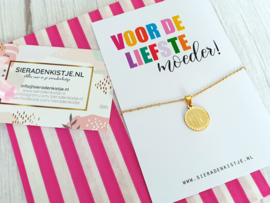 Ketting Met Kaartje "Love You, Mom" Stainless Steel - Keuze uit 4 kaartjes