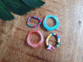 Ringen Set "Pink & Blue Too" 4 Stuks