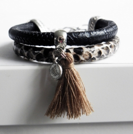 Ibiza Armband "Black & Brown Snake"