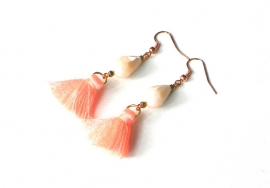 Oorbellen "Fluo Coral Tassel"