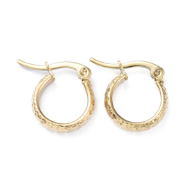 Kleine Oorringen "Textured Hoops" Stainless Steel