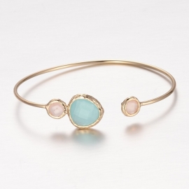 Armband "Gold Plated Stone Bangle" Aquamarine