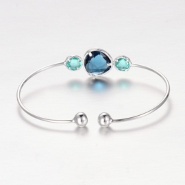Armband "Silver Plated Stone Bangle"Blauw