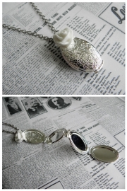 Medaillon Ketting "Double Silver Locket"