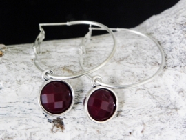 Oorbellen "Silver Hoop" Bordeaux