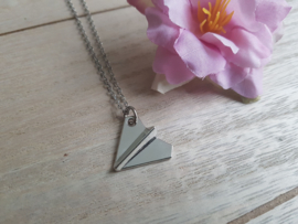 Ketting "Paper Airplane Origami" Zilverkleur