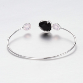 Armband "Silver Plated Stone Bangle" Black