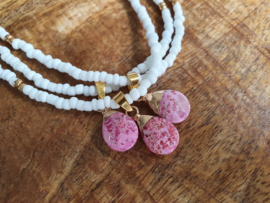 Edelsteen Kralen Ketting "Pink Spots"