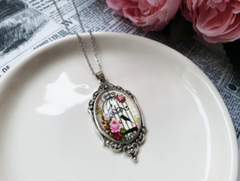 Vogelkooi Ketting "In A Glass Bird Cage" Pink