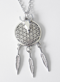 Boho Ketting "Dreamcatcher With Bull Skull"