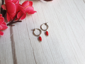 Oorbellen "Coral Red Hoops"