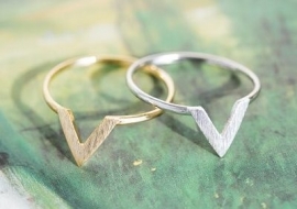 Ring "V Shape" Zilver Plated of Goudkleur