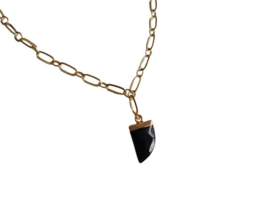 Schakel Ketting "Black Agate Tooth" Stainless Steel