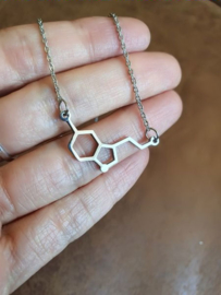 Molecuul Ketting "Serotonine" Stainless Steel - Zilver of Goud