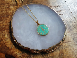 Alice In Wonderland Ketting "Turquoise Time Coin"